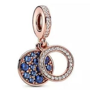 Sparkling Blue Disc Double Dangle Charm